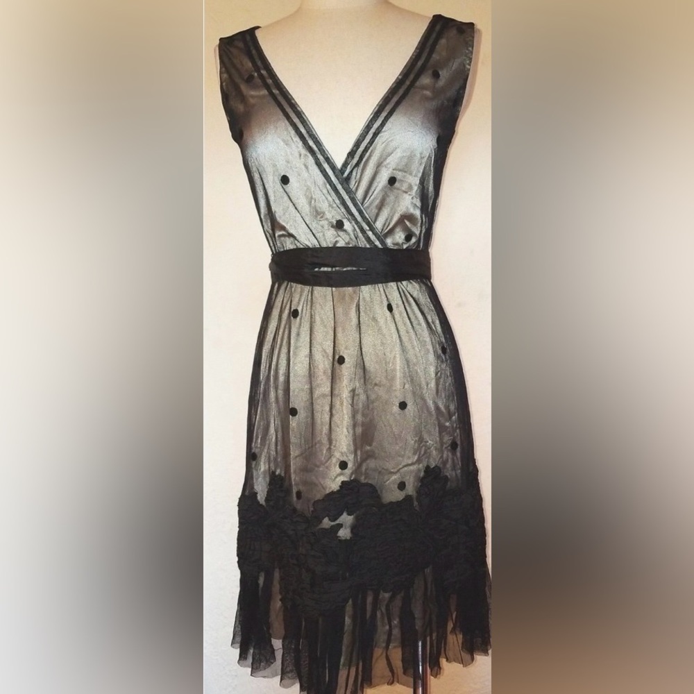 Baraschi Black Sheer Polka Dot Dress